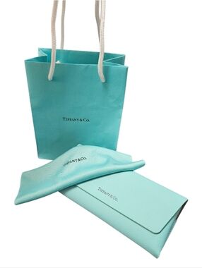 Tiffany & Co. Glasses Case, Dust Cloth, & Shoppinylg Bag in Tiffany Blue